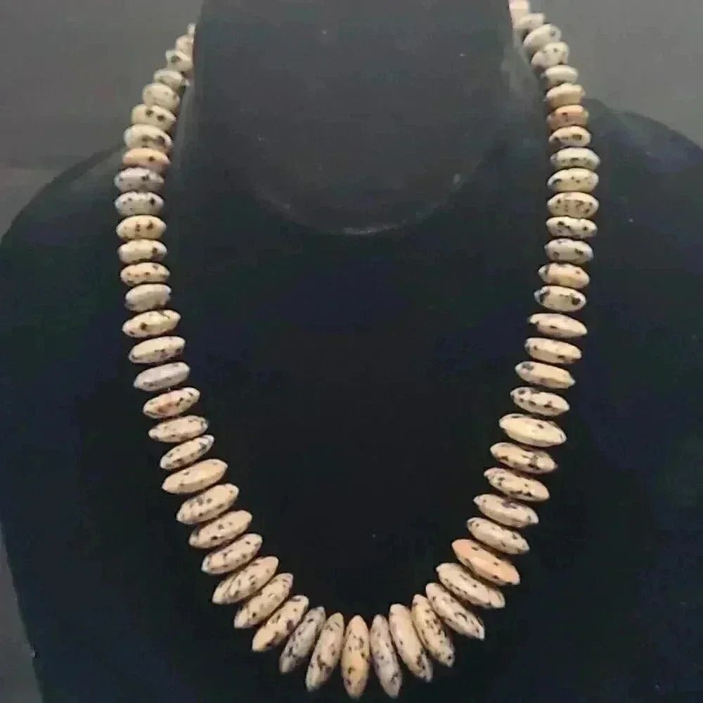Magnificent Graduated Leopard Agate Necklace with Sterling Hook